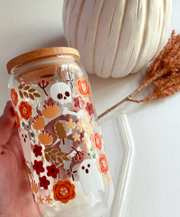 Floral Halloween Glassbabe Tumbler